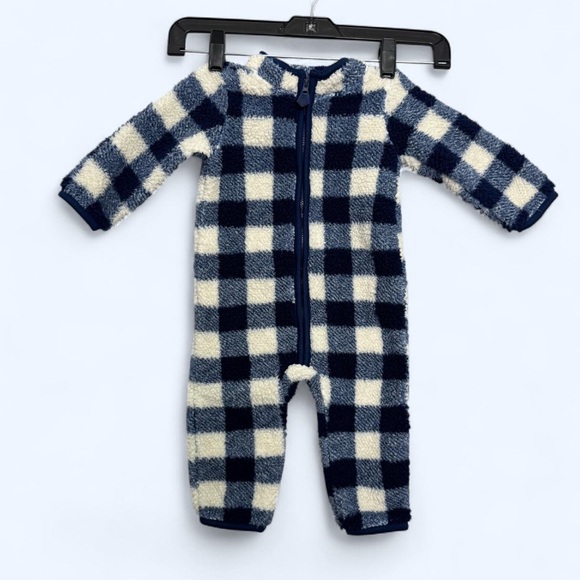 Carter's Other - Carter's Baby Bodysuit Sz 9 Months‎ Blue White Plaid Checkered Winter Fleece Zip